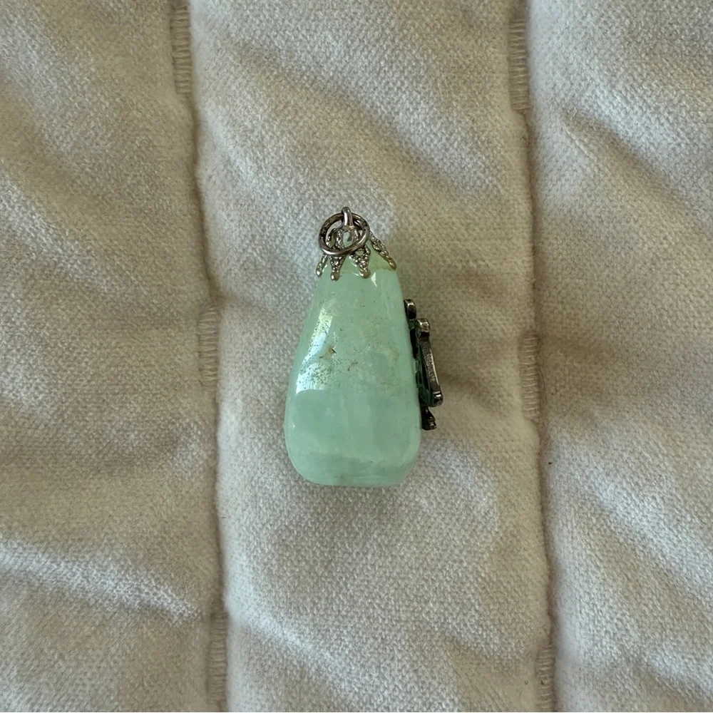 LIBRA zodiac sign Green aventurine gemstone pendant with silver scales charm